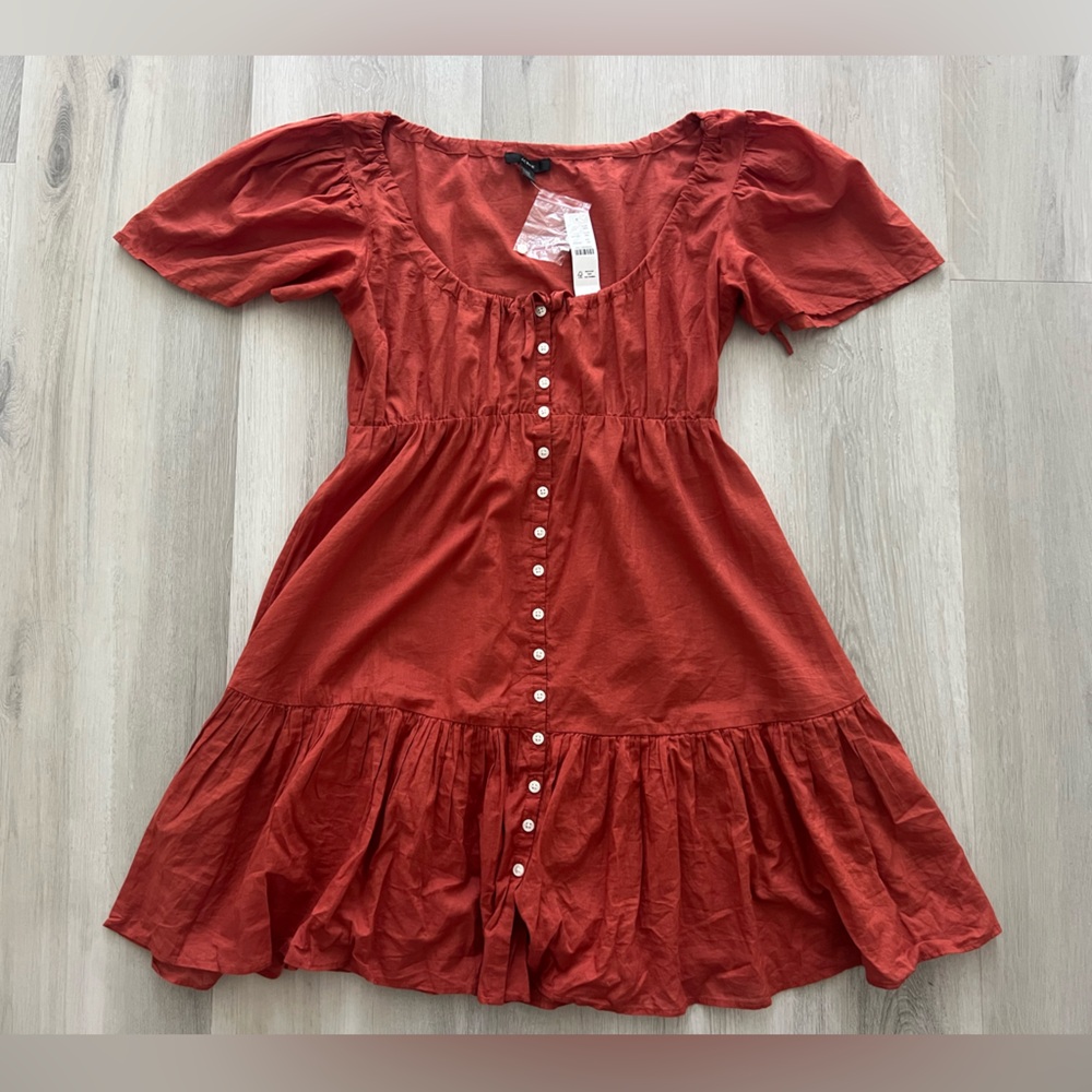 J. Crew Rust Button-Down, Tiered Mini-Dress